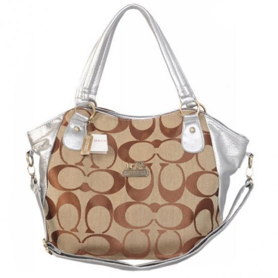 Coach Logo In Signature Small Silver Totes BKP | Women